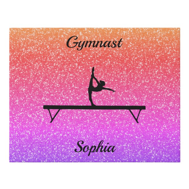 Gymnastics Beam Rainbow Sparkle Faux Canvas Print (Front)