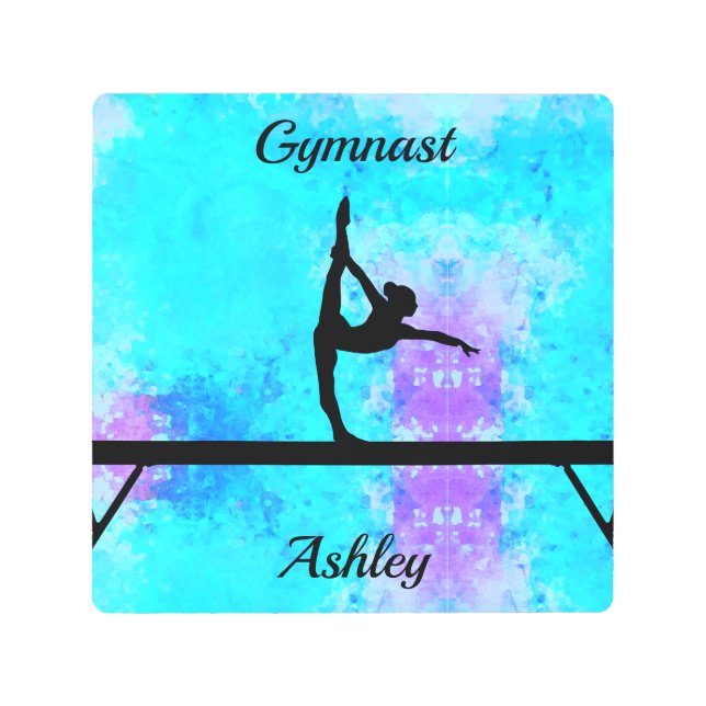 Gymnastics Beam Watercolor Metal Print (Front)