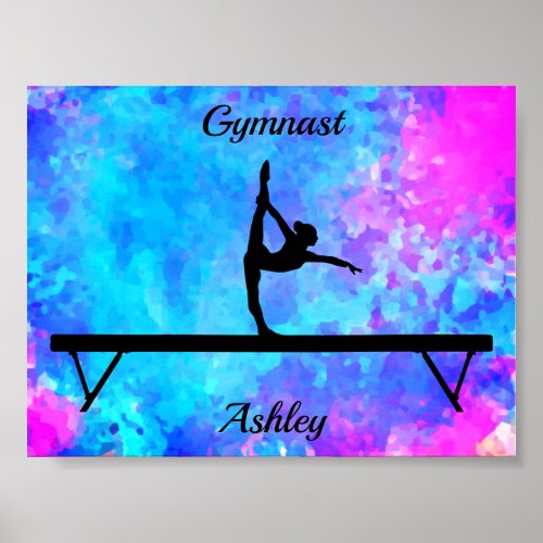 Gymnastics Beam Watercolor Poster