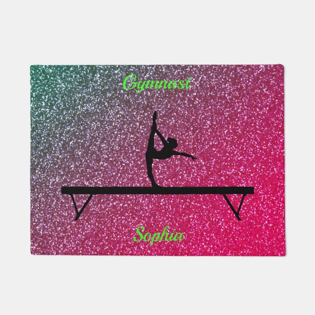Gymnastics Beam Watermelon Sparkle Doormat (Front)