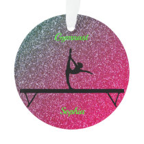 Gymnastics Beam Watermelon Sparkle Ornament