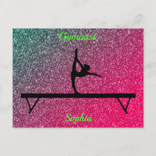 Gymnastics Beam Watermelon Sparkle Postcard