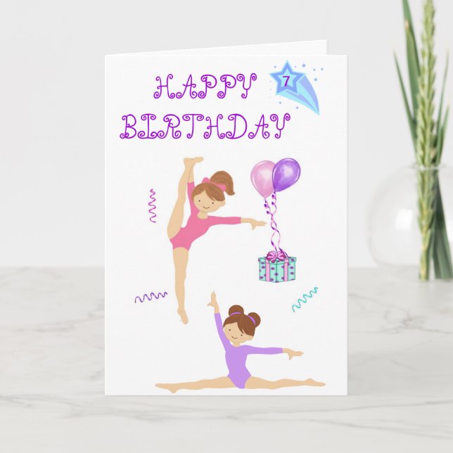 Gymnastics birthday card personalized (Front)