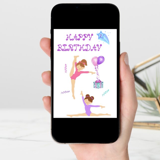 Gymnastics birthday card personalized (Front Digital)