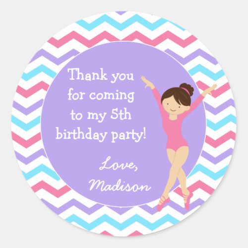 Gymnastics Birthday Favor Stickers