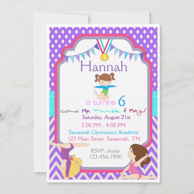 Gymnastics Birthday Invitation (Front)