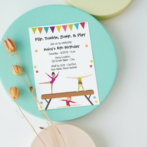 Gymnastics Birthday Invitation