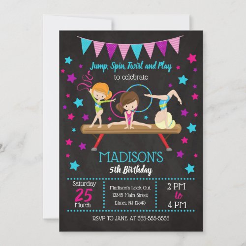 Gymnastics Birthday Invitation