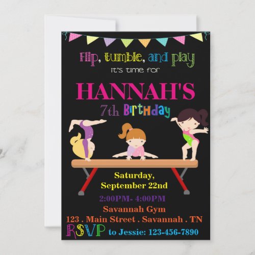 Gymnastics Birthday Invitation