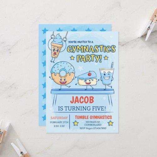 Gymnastics Birthday Invitation Boy