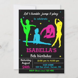 Gymnastics birthday invitation Flip jump invite