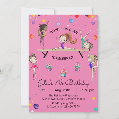 Gymnastics Birthday Invitation  Gymnastics Party