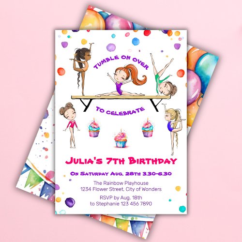 Gymnastics Birthday Invitation  Gymnastics Party