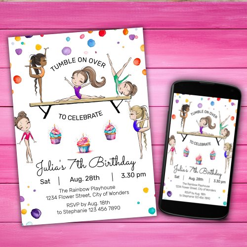 Gymnastics Birthday Invitation  Gymnastics Party