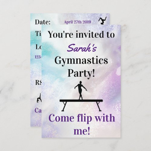 Gymnastics Birthday Invitation  Gymnastics Party