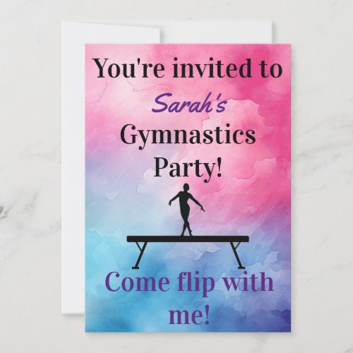 Gymnastics Birthday Invitation  Gymnastics Party