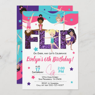 Gymnastics Birthday Invitation, Jump Invitation