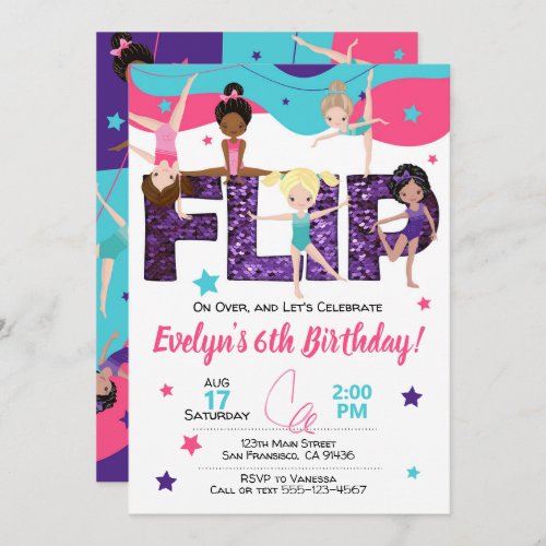 Gymnastics Birthday Invitation Jump Invitation