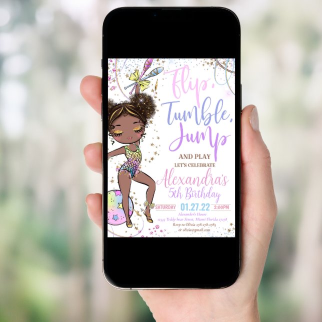 Gymnastics Birthday Invitation Party  Gymnastics  (Front Digital)