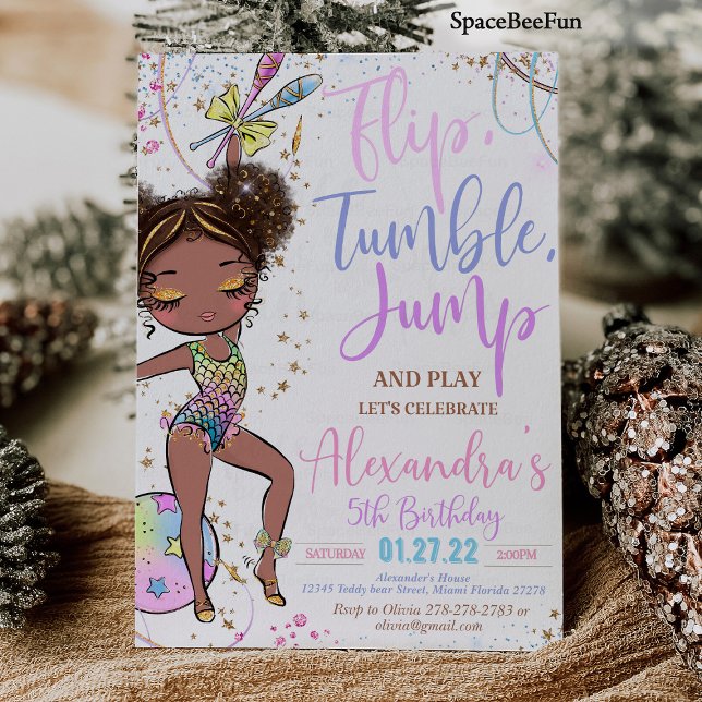 Gymnastics Birthday Invitation Party  Gymnastics  (Gymnastics Birthday Invitation Party  Gymnastics Invites Mermaid Gymnastics )