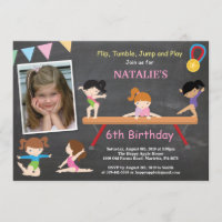 Gymnastics Birthday Invitation Pink Gym Party