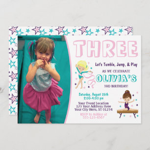 Gymnastics Birthday Invitation with Photo
