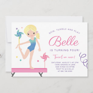 Gymnastics Birthday Invitation with Pinwheels