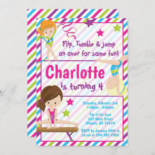 Gymnastics Birthday Invitations for Any Age