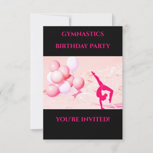 GYMNASTICS birthday  invitations for girls