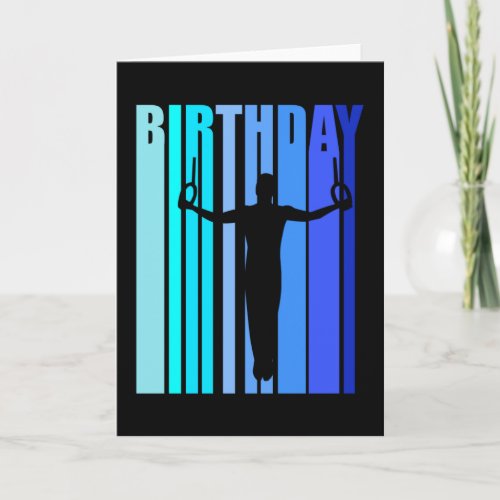 Gymnastics Birthday Male Gymnast Retro Style Rings Card