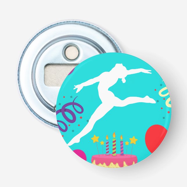 Gymnastics Birthday Party   Bottle Opener (Front)