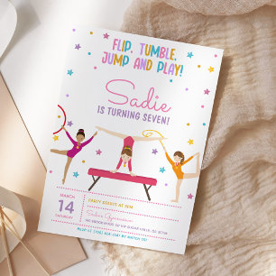 Gymnastics Birthday Party Cute Colorful Invitation