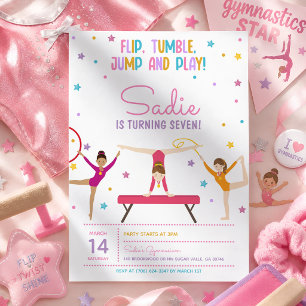 Gymnastics Birthday Party Cute Colorful Invitation