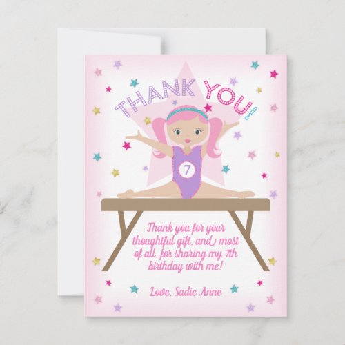 Gymnastics Birthday Party Cute Gymnast Thank You