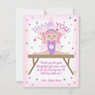Gymnastics Birthday Party Cute Gymnast Thank You