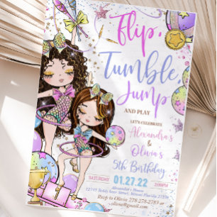 Gymnastics birthday party i invitation