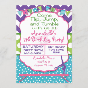 Gymnastics Birthday Party Invitation