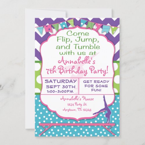 Gymnastics Birthday Party Invitation