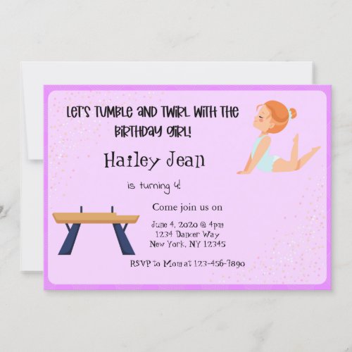 Gymnastics Birthday Party Invitation