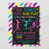 Gymnastics Birthday Party Invitation for a Girl (Front/Back)