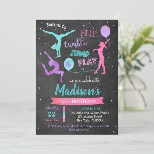 Gymnastics Birthday Party Invitation for Girl
