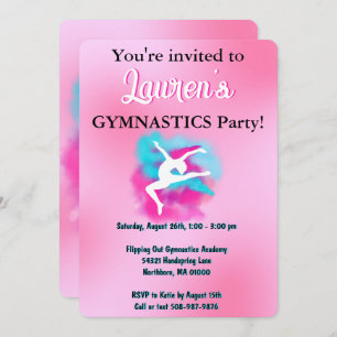 Gymnastics Birthday Party Invitation for Girl