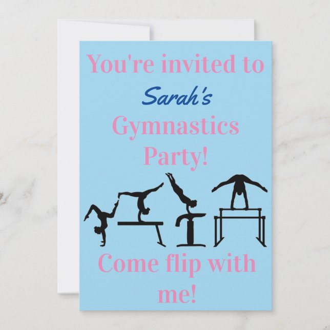 Gymnastics Birthday Party Personalized Invitation (Front)