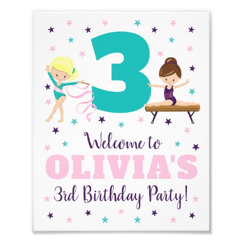 Gymnastics Birthday Party Sign  8 x 10 Print