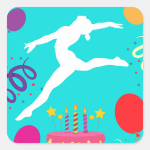 Gymnastics Birthday Party Square Sticker