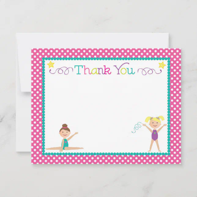 Gymnastics Birthday Party Thank You Note Card | Zazzle