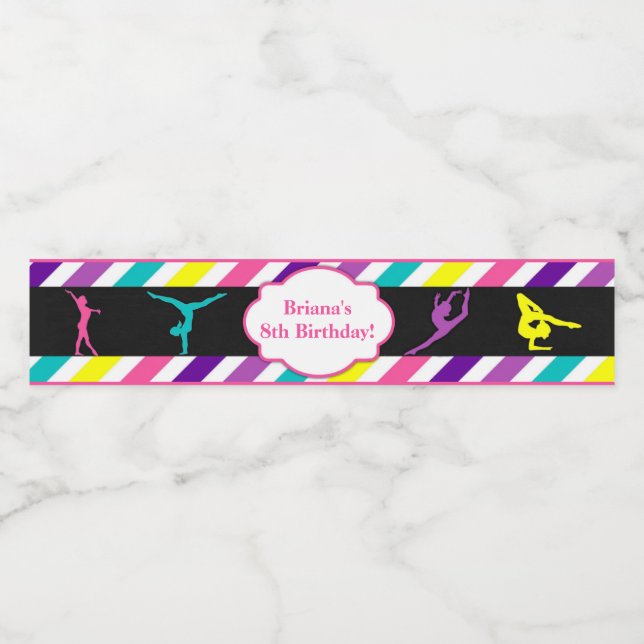 Gymnastics Birthday Party Water Bottle Label (Single Label)