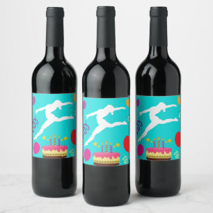 Gymnastics Birthday Party Wine Label