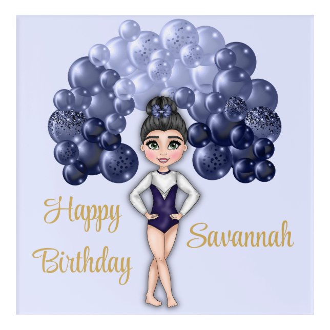 Gymnastics Birthday Party with Blue Balloon Arch Acrylic Print (Front)