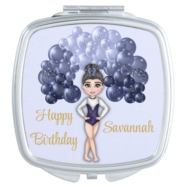 Gymnastics Birthday Party with Blue Balloon Arch Compact Mirror (Front)